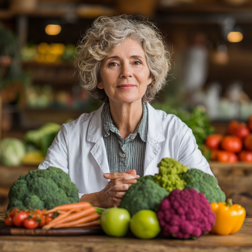 Диетолог консултира възрастен клиент